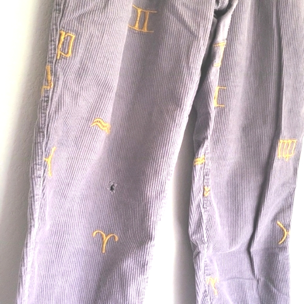 Urban Outfitters Zodiac Corduroy Pants Lavender Gold Astrology Unisex Size L - Picture 3 of 13